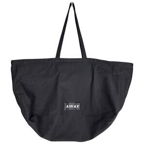 AWAY LARGE BLACK TRAVEL TOTE BAG CANVAS OVERSIZED CARRYALL WITH TOP ZIP CLOSURE